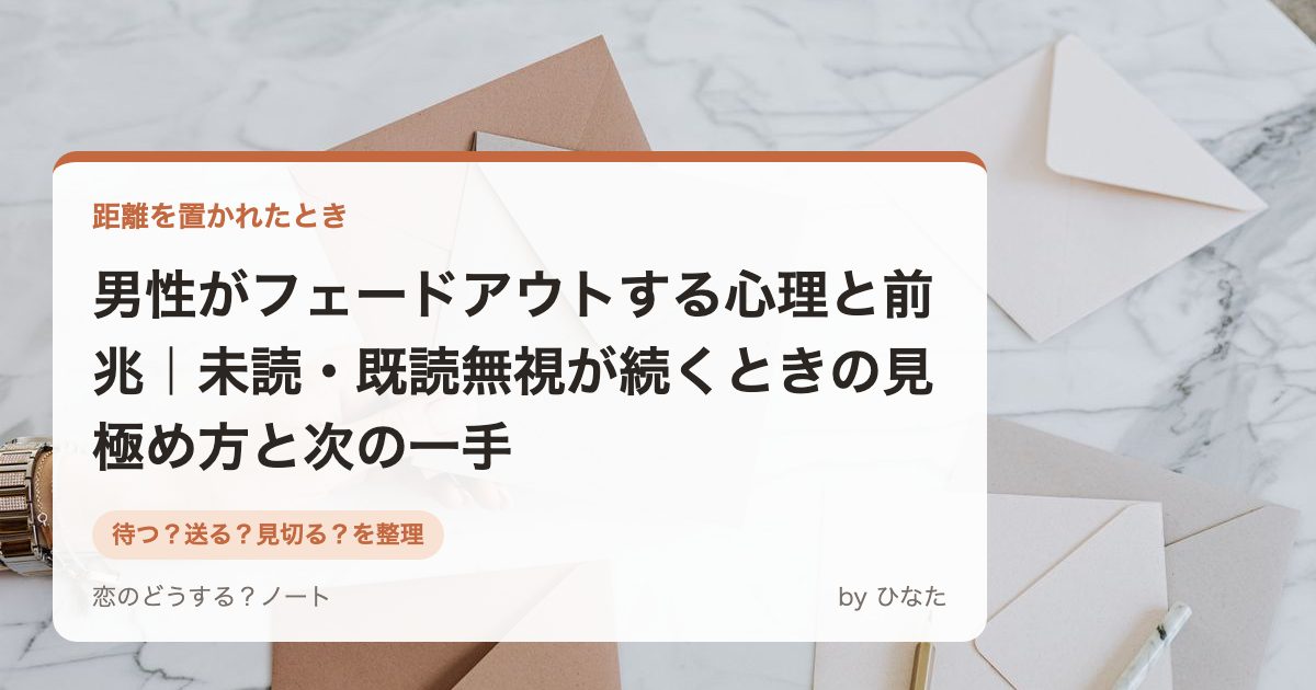 男性がフェードアウトする心理と前兆｜未読・既読無視が続くときの見極め方と次の一手